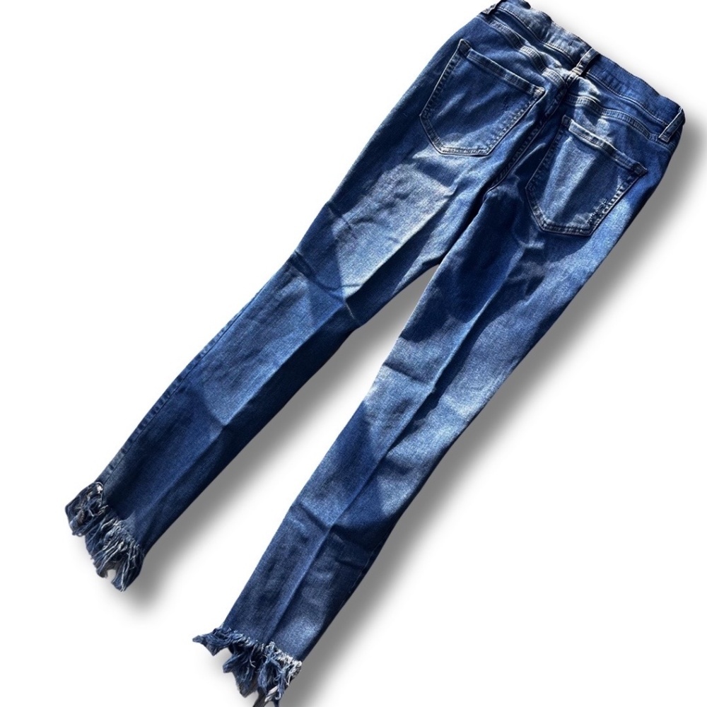 Free People Great Heights Frayed Skinny Jeans 25 Distressed Raw Fringe Hem - Picture 4 of 13